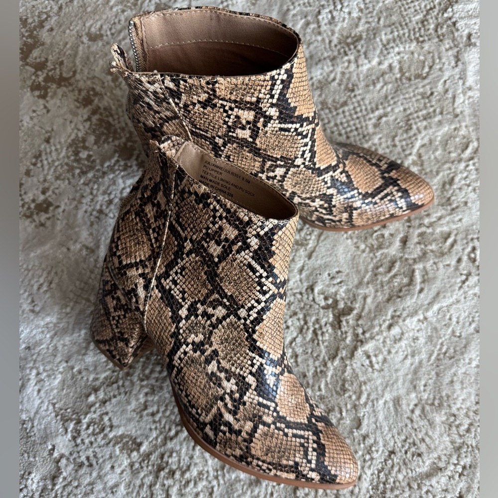 Steve Madden Snakeskin Ankle Boots - Tan and Black